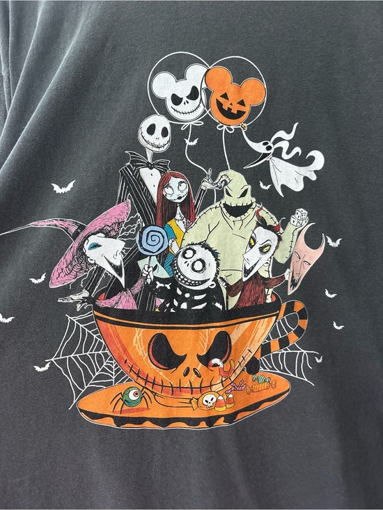 Small shop Tops - Women’s Halloween Crewneck Tee with Nightmare Before ChristmasCharacters
